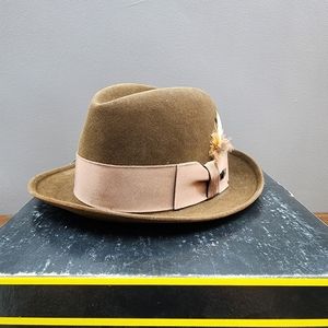 MEN'S DOBBS FIFTH AVENUE NY VINTAGE GENUINE Brown FELT HAT SIZE 7 w/BOX